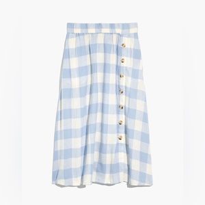 NWT Madewell Linen-blend Side Button Midi Skirt